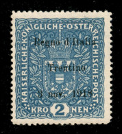 Occupazioni I Guerra Mondiale - Trentino-Alto Adige - 1918 - 2 Kreuzer (16) - Gomma Integra - Cert. AG - Altri & Non Classificati