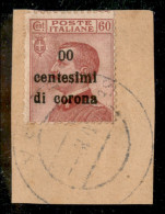 Occupazioni I Guerra Mondiale - Trento E Trieste - 1919 - 60 Cent Di Corona Michetti (10l) - Errore 00 - Usato Su Framme - Other & Unclassified