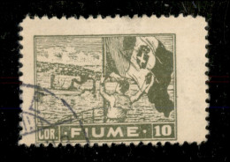 Occupazioni I Guerra Mondiale - Fiume - 1919 - Carta C - 10 Corone (C48Kc) Usato - Dentellatura Destra Spostata - Andere & Zonder Classificatie