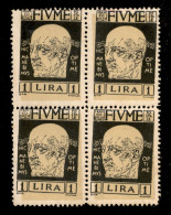 Occupazioni I Guerra Mondiale - Fiume - 1920 - 1 Lira D'Annunzio (122 Varietà) - In Quartina - Dentellatura Ruotata + St - Altri & Non Classificati