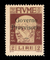 Occupazioni I Guerra Mondiale - Fiume - 1921 - 2 Lire Governo Provvisorio (160) - Gomma Integra - Altri & Non Classificati