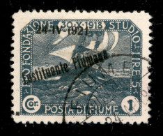 Occupazioni I Guerra Mondiale - Fiume - 1921 - 1 Lira Costituente (171 H Varietà Nc) - Usato - Senza L + A In Alto - Rar - Autres & Non Classés