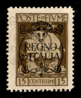 Occupazioni I Guerra Mondiale - Fiume - 1924 - 15 Cent Regno D'Italia (204 Varietà F) - Doppia Soprastampa - Gomma Integ - Otros & Sin Clasificación