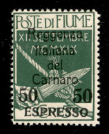 Occupazioni I Guerra Mondiale - Fiume - 1920 - 50 Cent Su 5 (4) - Gomma Integra (1.100) - Other & Unclassified