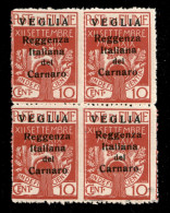 Occupazioni I Guerra Mondiale - Veglia - 1920 - 10 Cent (6) - Quartina - Gomma Integra (550) - Altri & Non Classificati