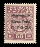 Occupazioni II Guerra Mondiale - Montenegro - 1941 - 50 Para (1a - Violetto Lilla) - Gomma Integra - Oliva - Other & Unclassified