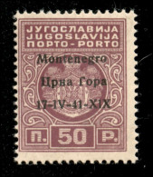 Occupazioni II Guerra Mondiale - Montenegro - 1941 - 50 Para (1a-violetto Lilla) Errore 1V+X1X (varietà Gb) - Gomma Inte - Other & Unclassified