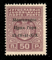 Occupazioni II Guerra Mondiale - Montenegro - 1941 - 50 Para (1a-violetto Lilla) Errore 1V+X1X (varietà Gb) - Gomma Inte - Altri & Non Classificati