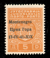 Occupazioni II Guerra Mondiale - Montenegro - 1941 - 5 Din (4 Varietà Aa) Con Soprastampa A Sinistra + Errore X1X (varie - Autres & Non Classés