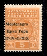 Occupazioni II Guerra Mondiale - Montenegro - 1941 - Segnatasse - 5 Din (4-varietà Aa+errore Gb) - Soprastampa A Sinistr - Otros & Sin Clasificación