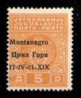 Occupazioni II Guerra Mondiale - Montenegro - 1941 - Segnatasse - 5 Din (4-varietà Aa+errore Gb) - Soprastampa A Sinistr - Other & Unclassified