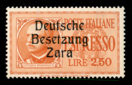 Occupazioni Straniere Di Territori Italiani - Occupazione Tedesca - Zara - 1943 - 2,50 Lire Espresso (2s) - Con G Strett - Otros & Sin Clasificación