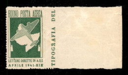 Colonie - Africa Orientale Italiana - 1941 - Verde Giallo (1) - Bordo Foglio - Senza Gomma - Otros & Sin Clasificación