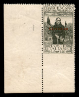 Colonie - Cirenaica - 1926 - 5 Lire S.Francesco (31ca) Non Dentellato In Basso - Angolo Di Foglio - Gomma Integra - Cert - Otros & Sin Clasificación