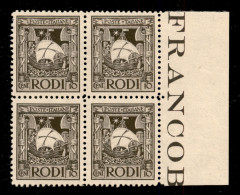Colonie - Egeo - Emissioni Generali - 1929 - 10 Cent Pittorica (4) Con Ritocco (4a) In Alto A Destra - Quartina Bordo Fo - Autres & Non Classés