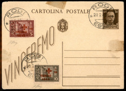 Colonie - Egeo - Occupazione Tedesca Dell'Egeo - Croce Rossa (132/133) - Serie Completa Usata Su Cartolina Postale Il 20 - Otros & Sin Clasificación