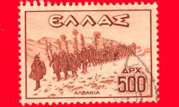 GRECIA - HELLAS - Usato - 1947 - Emissioni Della Vittoria - Esercito - Campagna Militare In Albania - 500 - Gebraucht