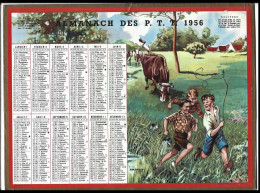 Almanach  Calendrier  P.T.T  -  La Poste -  1956 - P Magnin   - Jeux D'enfants - Grossformat : 1941-60