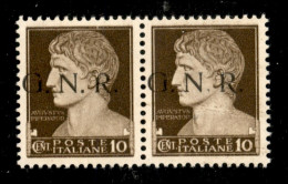 RSI - G.N.R. Brescia - 1943 - 10 Cent (471/I) In Coppia (pos. 168/169) - R + Punto Dopo N Scalpellati - Gomma Integra - Altri & Non Classificati