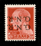 RSI - G.N.R. Verona - 1944 - 20 Cent (473c) Con Doppia Soprastampa Capovolta - Gomma Integra - Oliva - Altri & Non Classificati