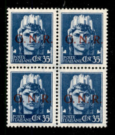 RSI - G.N.R. Verona - 1944 - Quartina Del 35 Cent (476) - Gomma Integra - Cert. AG - Altri & Non Classificati