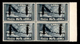 RSI - Provvisori - 1944 - Saggi - Verona - 2 Lire Aeroespresso (P16 - Aerea) In Quartina - Bordo Foglio Senza Gomma - Autres & Non Classés