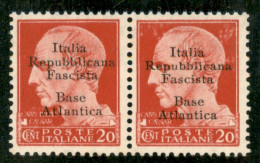 Emissioni Locali - Base Atlantica - 1943 - Coppia Del 20 Cent (8+8h) Con L Di Corpo Diverso - Gomma Integra - Cert Rayba - Altri & Non Classificati