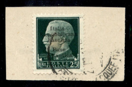 Emissioni Locali - Base Atlantica - 1943 - 25 Cent (9 - Varietà) Usato Su Frammento - I Di Italia Diverso - Non Cataloga - Other & Unclassified