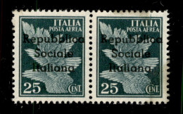 Emissioni Locali - Teramo - 1944 - 25 Cent (12 + 12 L) In Coppia Con U Più Piccolo A Destra - Gomma Integra (vetrificata - Altri & Non Classificati