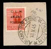 C.L.N. - Ariano Polesine - 1945 - 20 Cent (Errani 31 L) Usato Su Frammento - ; Dopo C - Otros & Sin Clasificación