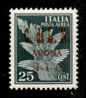 C.L.N. - Arona - 1945 - 25 Cent (14) - Gomma Originale - Cert. AG - Altri & Non Classificati