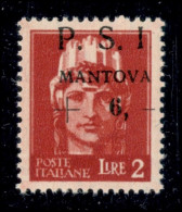 C.L.N. - Mantova - 1945 - 2 Lire + 6 (8e Varietà Yd) Con Soprastampa In Alto A Destra E Punto Invisibile Dopo I - Gomma  - Sonstige & Ohne Zuordnung