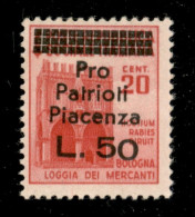 C.L.N. - Piacenza - 1945 - 50 Lire Su 20 Cent (Errani 90 Varietà) - Zero In Basso - Gomma Originale - Non Catalogato - Andere & Zonder Classificatie