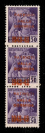 C.L.N. - Valle Bormida - 1945 - 50 Cent (5A) - Striscia Verticale Di Tre Con Soprastampe Diversamente Spaziate (in Verti - Otros & Sin Clasificación