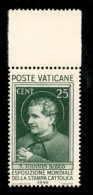 Vaticano - Posta Ordinaria - 1936 - 25 Cent Stampa Cattolica (49) Bordo Foglio - Gomma Integra - Other & Unclassified