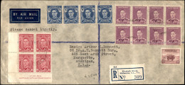 Aerogrammi  - Australia - 1945 - Aerogramma Raccomandato Affrancato Con 4 Coppie Del 2 Pence (142) + Striscia Di 5 Del 3 - Otros & Sin Clasificación