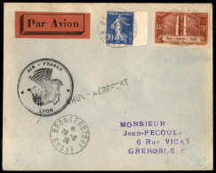 Aerogrammi  - Francia - 1936 (28 Agosto) - Lione Grenoble - Muller 383a - Aerogramma Del Volo - Otros & Sin Clasificación