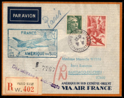 Aerogrammi  - Francia - 1946 (23 Giugno) - Francia America Del Sud - Muller 539 - Aerogramma Raccomandato Da Parigi A Sa - Otros & Sin Clasificación