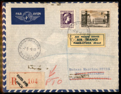 Aerogrammi  - Francia - 1947 (6 Novembre) - Parigi Lydda - Muller 631 - Aerogramma Del Volo - Otros & Sin Clasificación