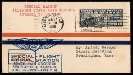 Aerogrammi  - Stati Uniti D'America - 1926 (27 Agosto) - Springfield Chicago (Framingham) - Muller 225 - Aerogramma Del  - Other & Unclassified