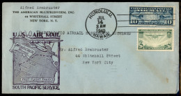 Aerogrammi  - Stati Uniti D'America - 1940 (14 Luglio) - Honolulu Auckland - Muller 442 - Aerogramma Per New York - Otros & Sin Clasificación