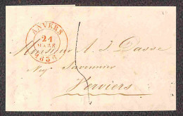 Europa - Belgio - 1836/1842 - Cinque Prefilateliche Del Periodo - Quattro Da Anversa Per S. Nicolaus (2) E Verviers (2)  - Otros & Sin Clasificación