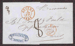 Europa - Belgio - 1854/1866 - Quattro Lettere Da Anversa (1853 + 1858) Liege (1866) E Lokeren (rosso 1854) - Tassate - Other & Unclassified