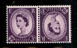 Europa - Gran Bretagna - 1958 - 3 Pence (323 - Stanley G. 545aa) - Coppia Tete Beche - Gomma Integra - Andere & Zonder Classificatie