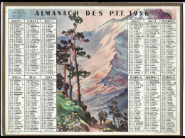 Almanach  Calendrier  P.T.T  -  La Poste -  1956 - Paysage De Montagne - Tamaño Grande : 1941-60