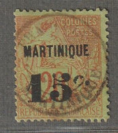 MARTINIQUE - N°16 Obl (1888-91) 15 Sur 20c Brique Sur Vert - Gebruikt