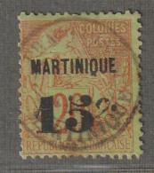MARTINIQUE - N°16 Obl (1888-91) 15 Sur 20c Brique Sur Vert - Usati