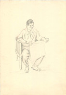 VERITABLE DESSIN PORTRAIT. Original Au Crayon De Papier,  Sur Feuille Cartonnée  . Format 290X220 - Drawings