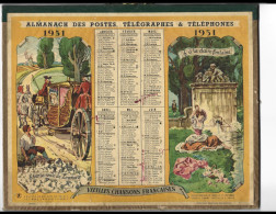 Almanach  Calendrier  P.T.T  -  La Poste -  1951 -  Vieilles Chansons Francaises - Groot Formaat: 1941-60