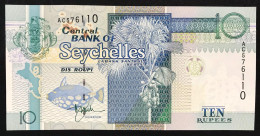 Seychelles 10 Rupees 1998 SUP/UNC Pick 36a First Sign  LOTTO 618 - Seychellen